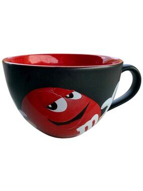 Red M&M Character 20 oz. Black & Red Ceramic Mug w/Handle 3.5" Height